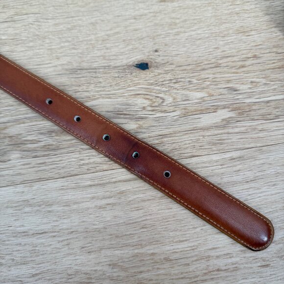 Coach VTG 90s British Tan Leather Harness Belt Size 36 Brass Buckle Brown 1 Inch - Picture 5 of 9